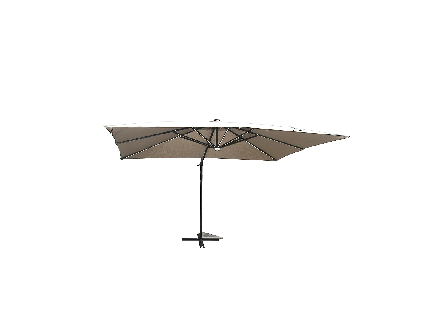 Parasol  ecru droit rectangle 3,95 x 2,95 m rotatif à 360 led CALVIA
