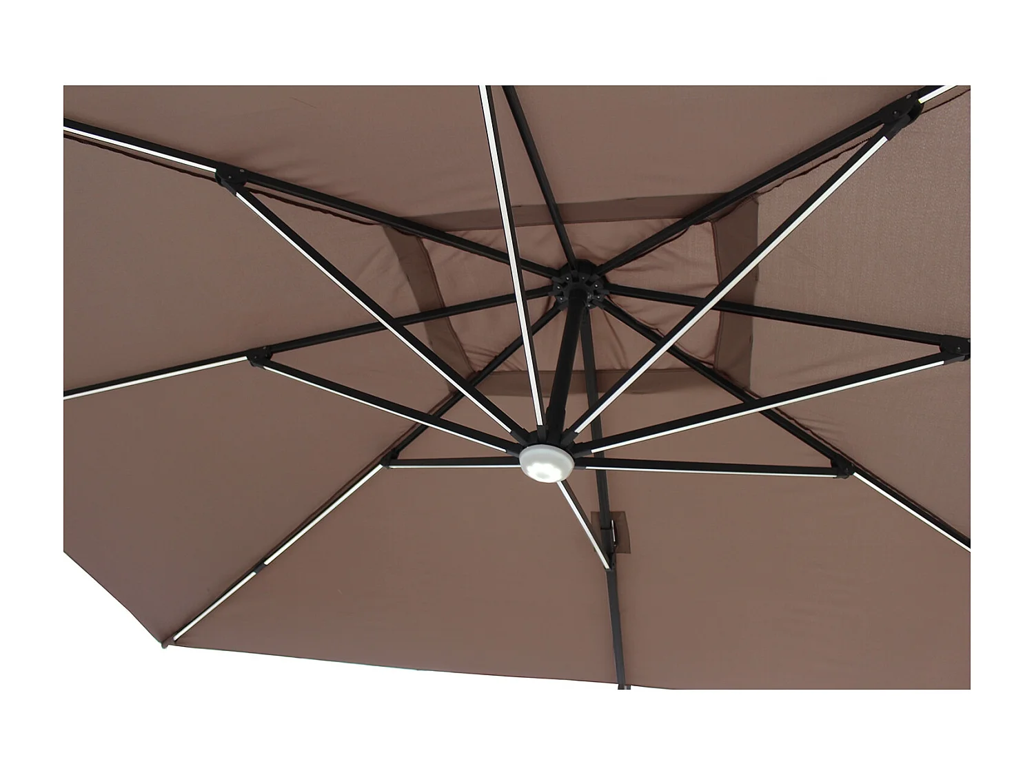 Rechthoekige parasol chocolade met LED 395 x 295 cm CALVIA
