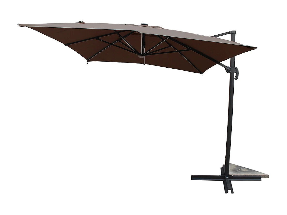 Rechthoekige parasol chocolade met LED 395 x 295 cm CALVIA
