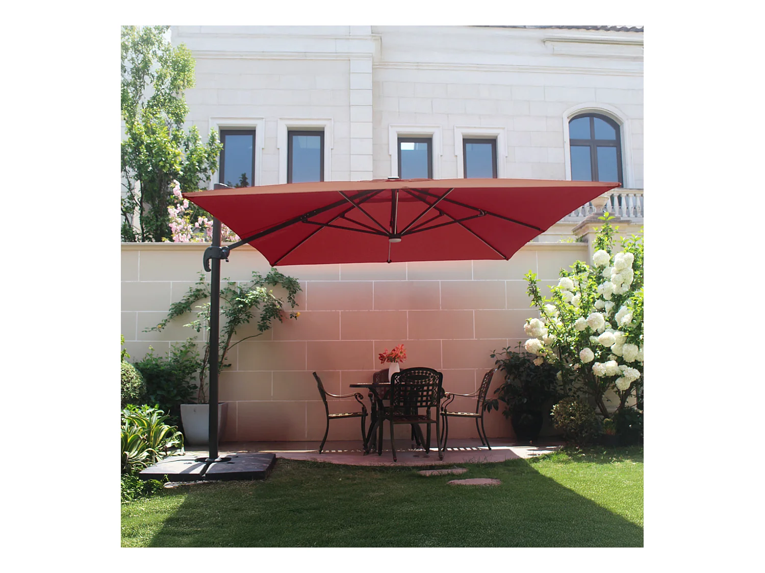 Parasol LED 3 x 4 m terracotta CALVIA