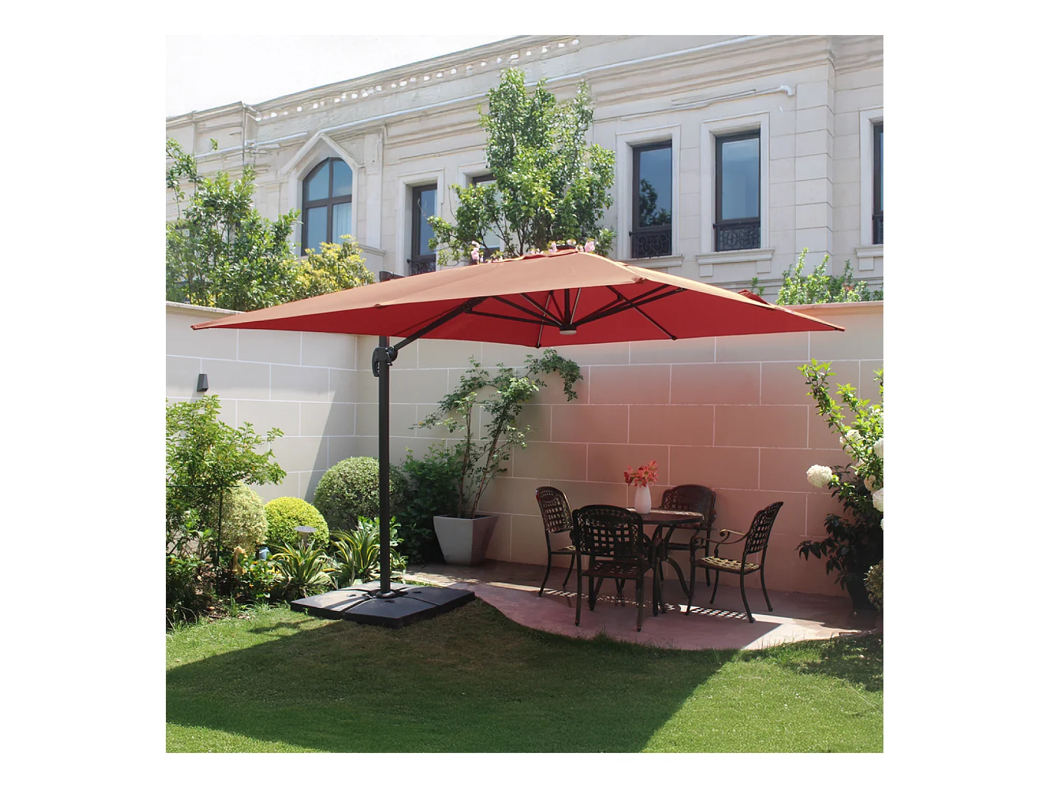 Parasol LED 3 x 4 m terracotta CALVIA