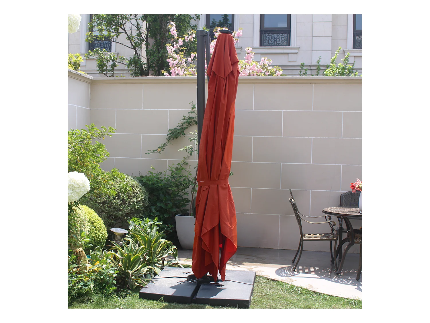 Parasol LED 3 x 4 m terracotta CALVIA