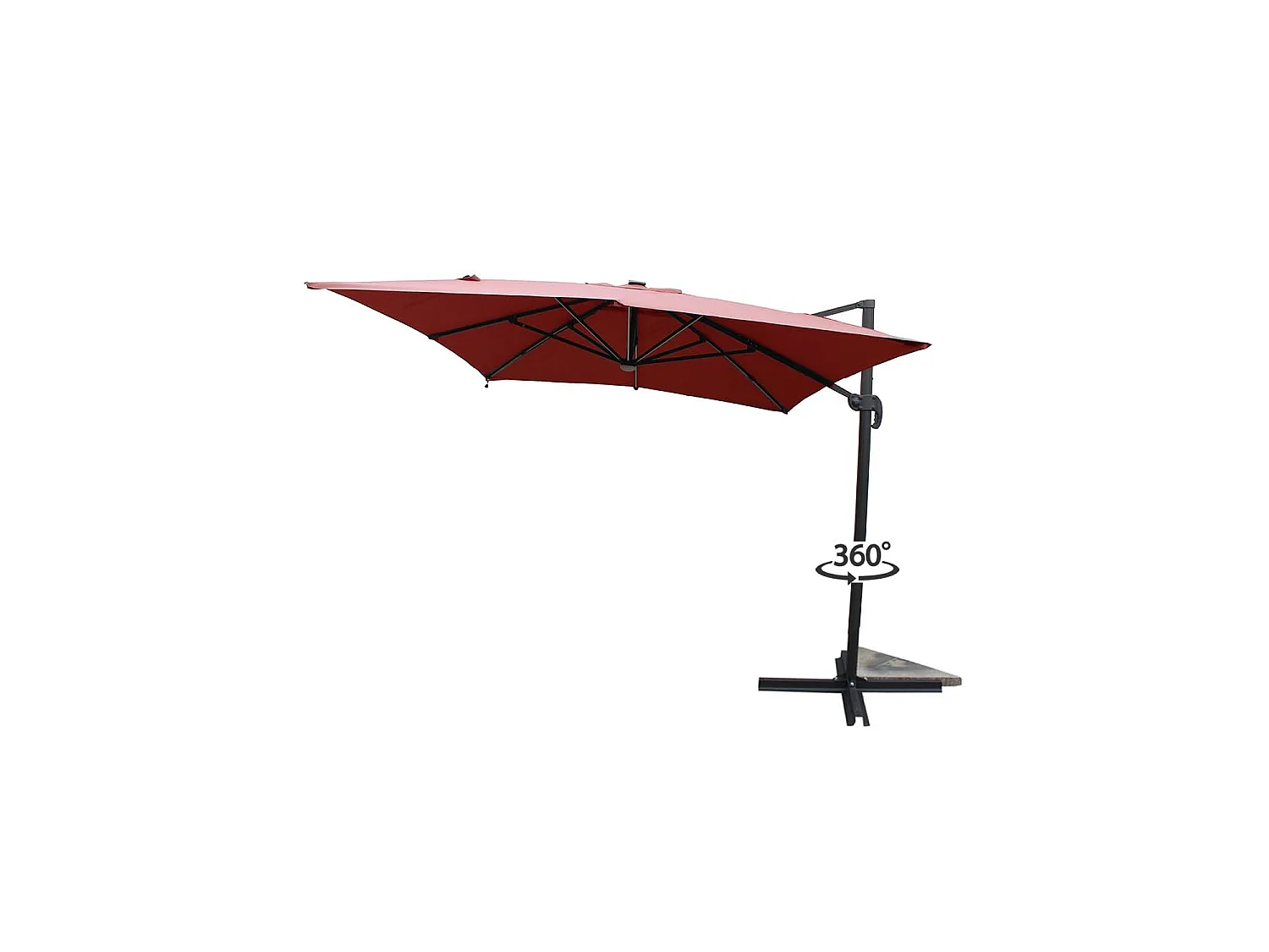 Parasol  terracotta droit rectangle 3,95 x 2,95 m rotatif à 360 led CALVIA