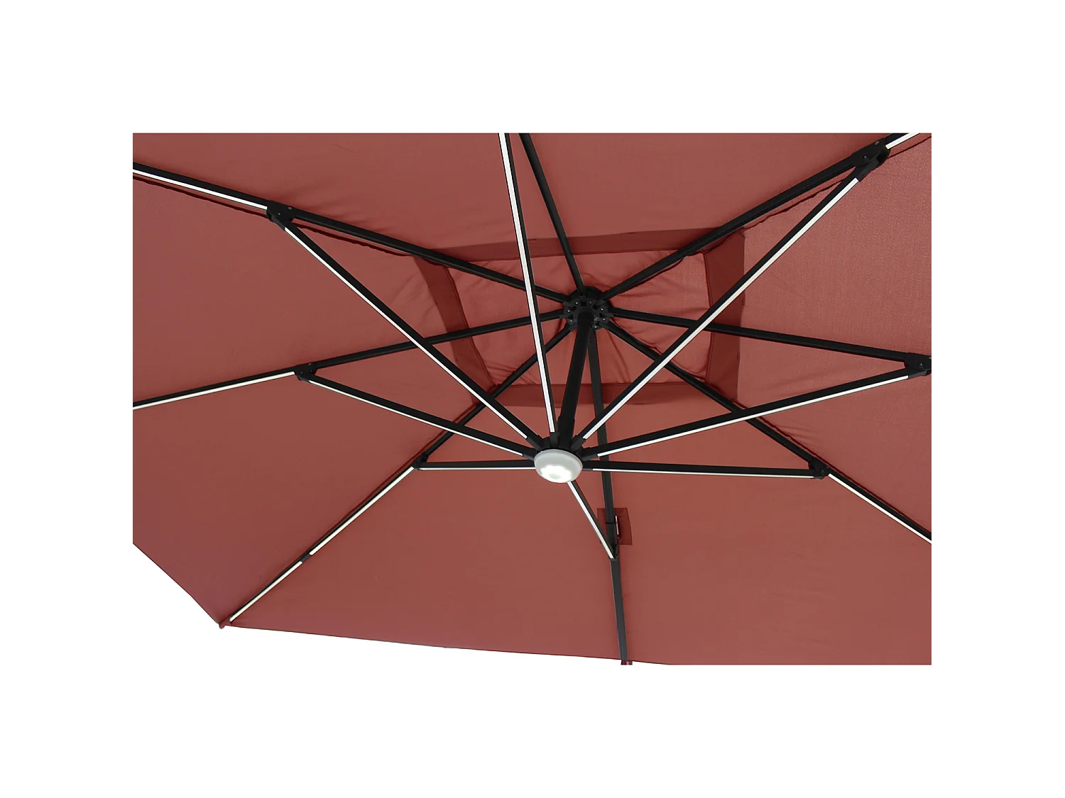 Parasol  terracotta droit rectangle 3,95 x 2,95 m rotatif à 360 led CALVIA