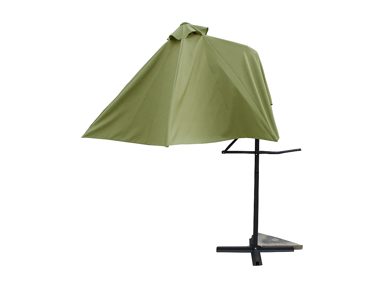 Guarda-sol deslocado redondo verde Ø 2,94 m com sistema de abertura rápida Alcudia