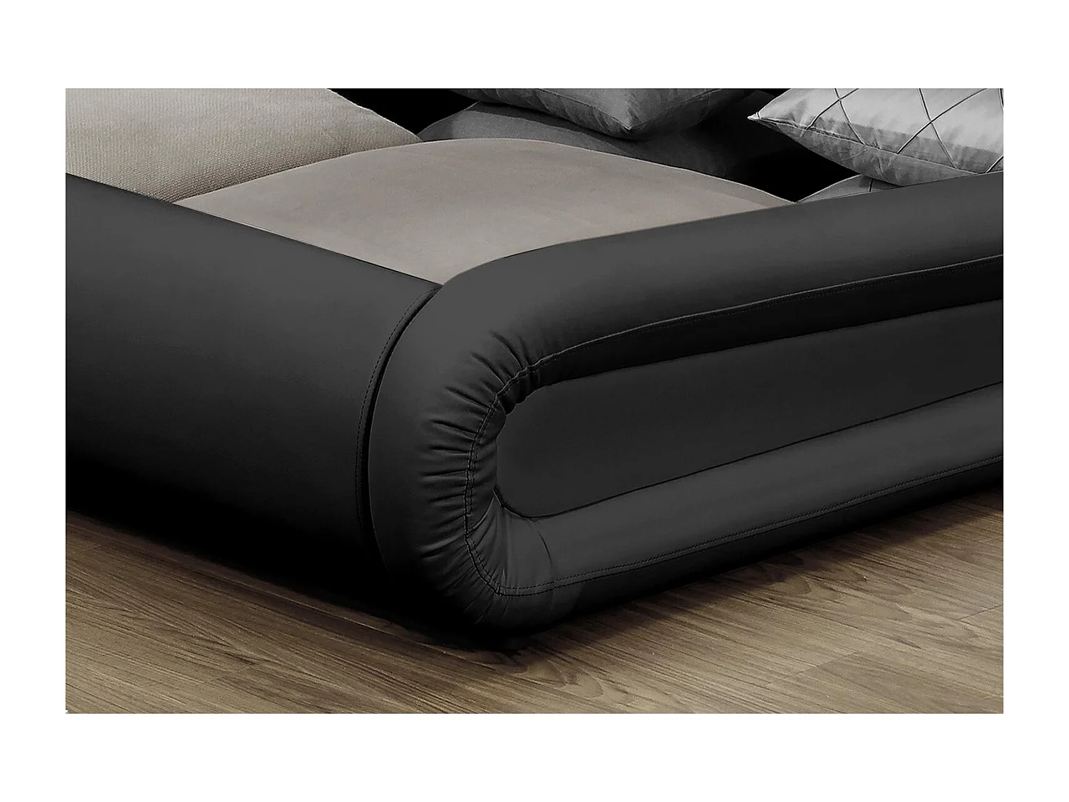 Structure de lit LED avec rangements 140 x 190 cm noir PORTLAND