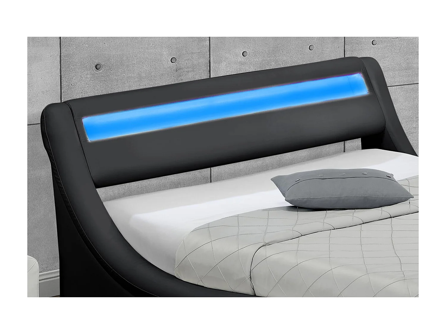 Lit coffre avec LED 140 x 190 cm noir PORTLAND