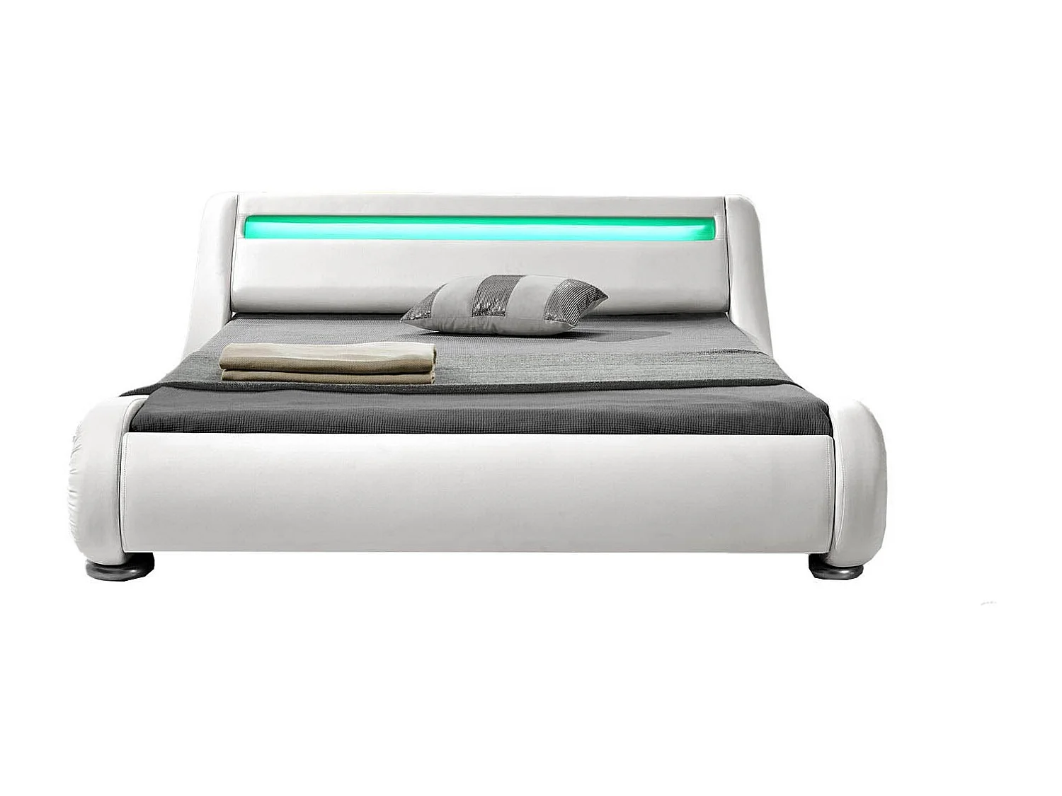 Cama de polipiel blanca con LED integrados 140x190  SEATTLE