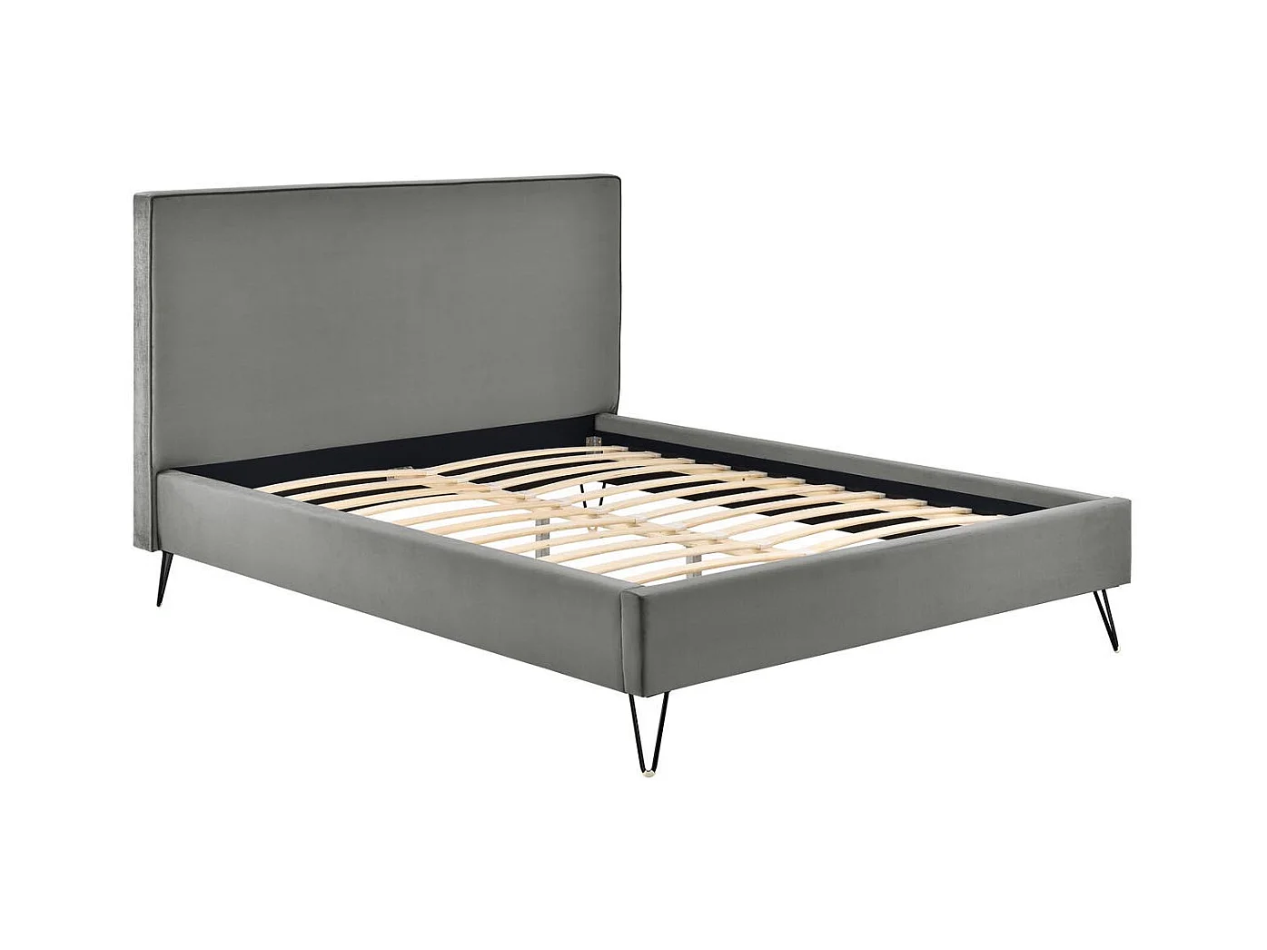 Structure de lit 160 x 200 cm en velours gris et noir RIVERSIDE