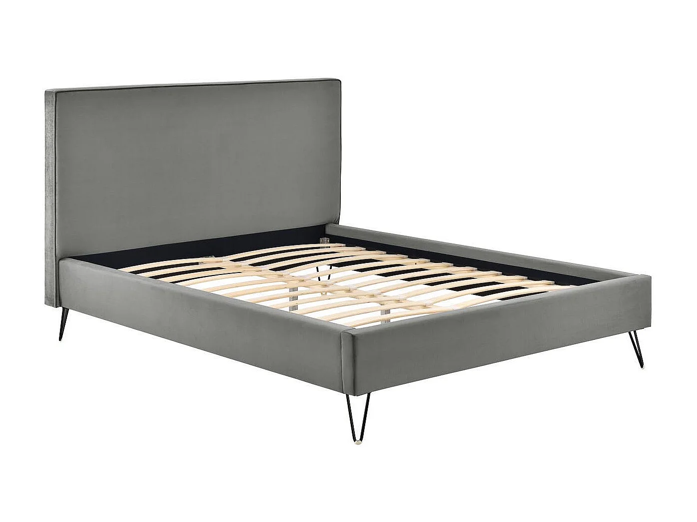 Structure de lit 160 x 200 cm en velours gris et noir RIVERSIDE