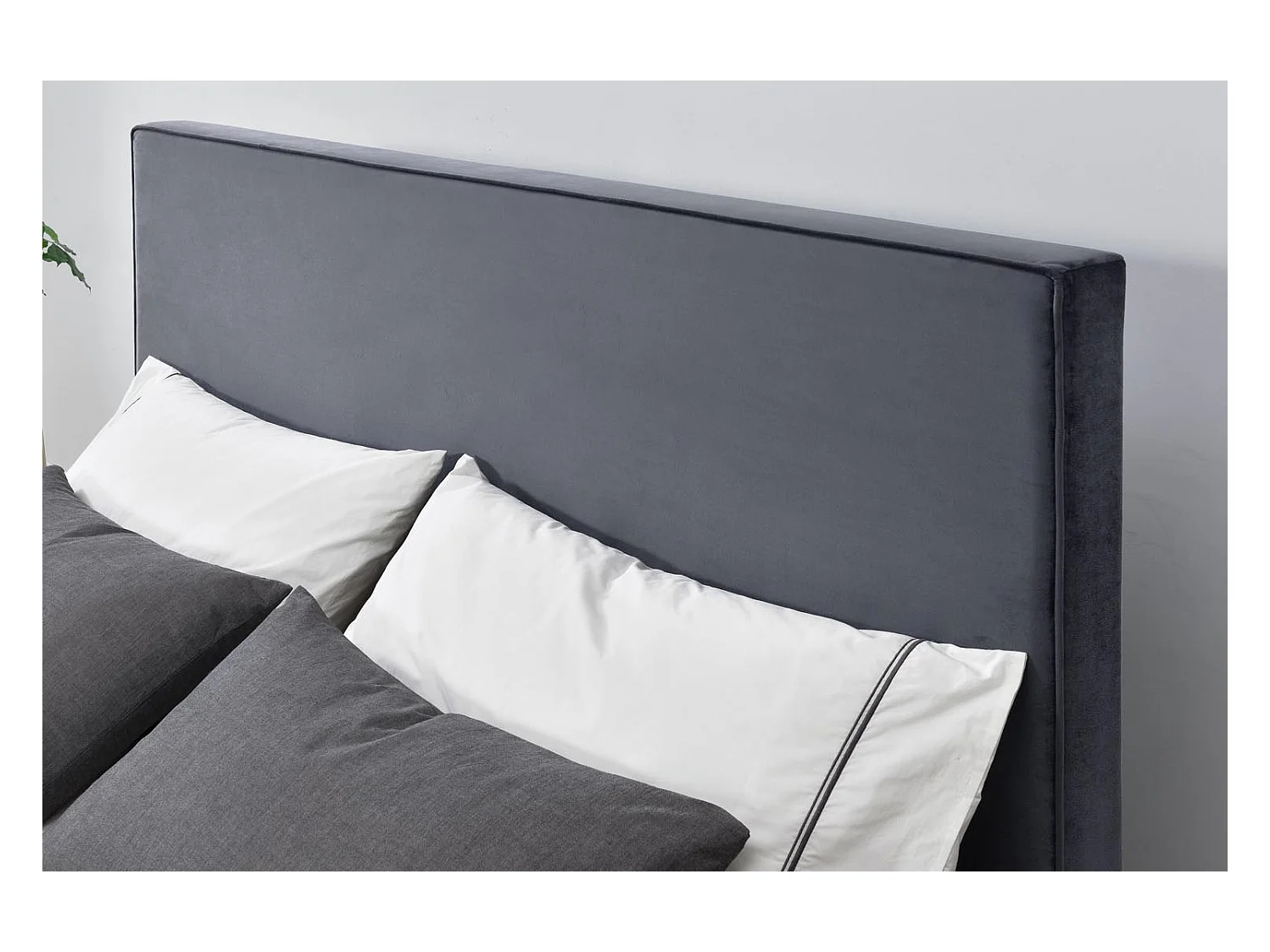 Struttura letto in velluto grigio e ottone 140x190 cm RIVERSIDE