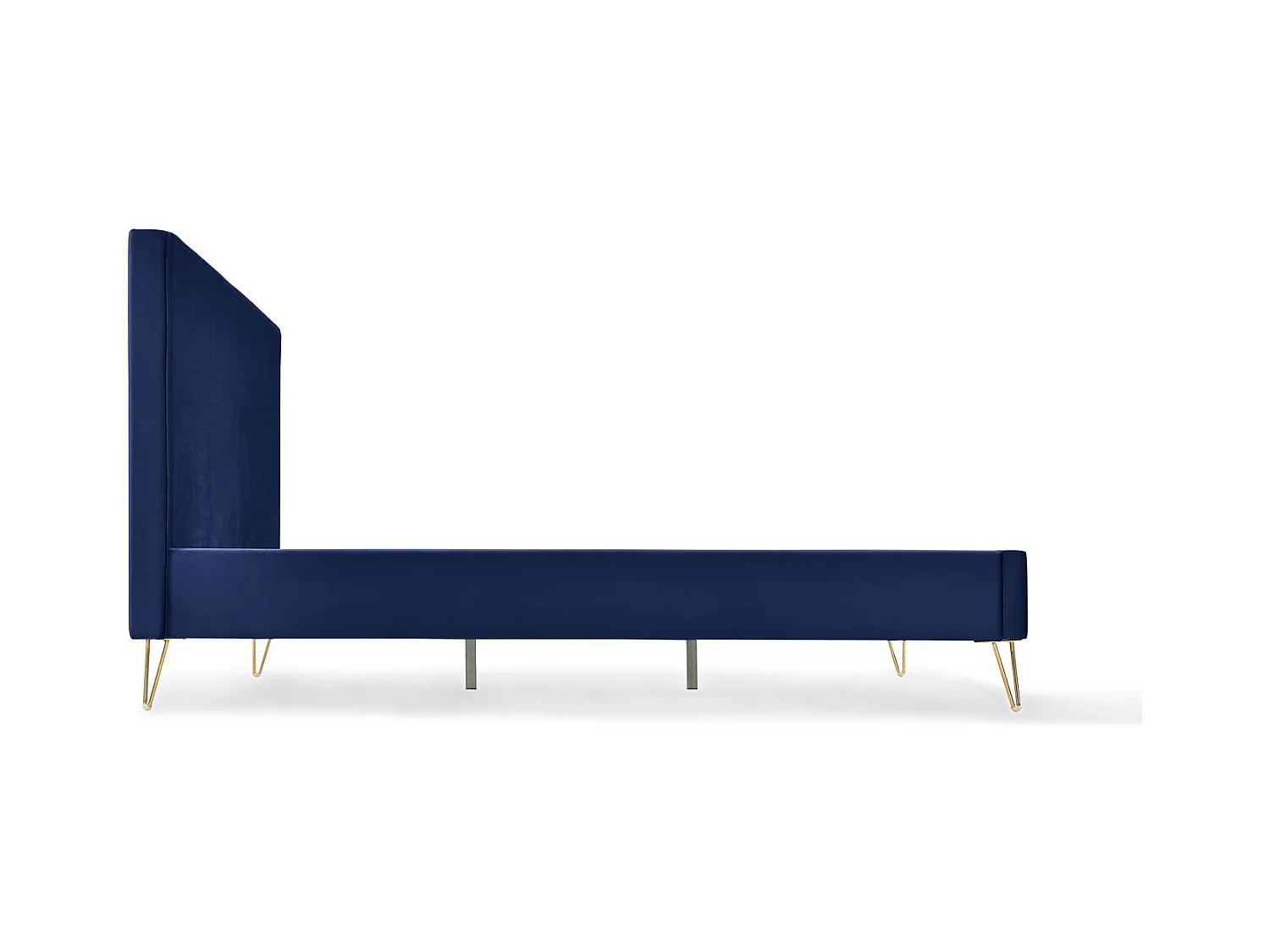 Struttura letto in velluto blu e ottone 140x190 cm RIVERSIDE