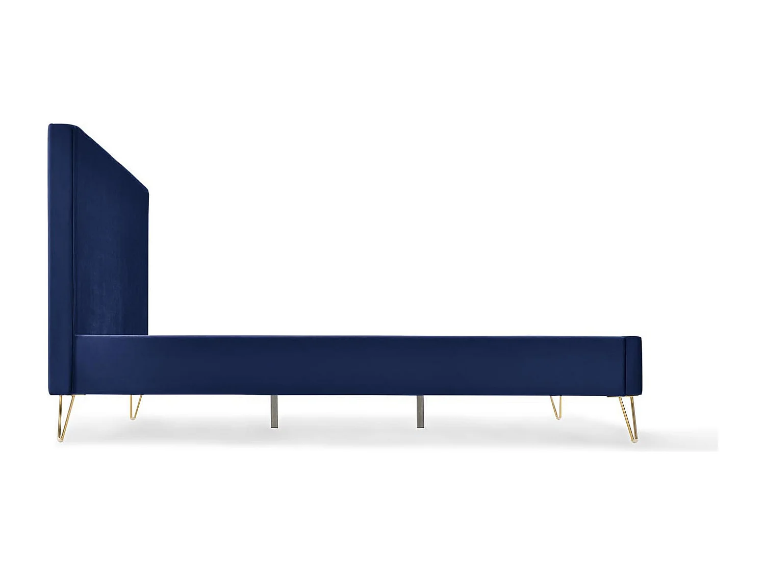 Structure de lit 140 x 190 cm en velours et laiton bleu RIVERSIDE