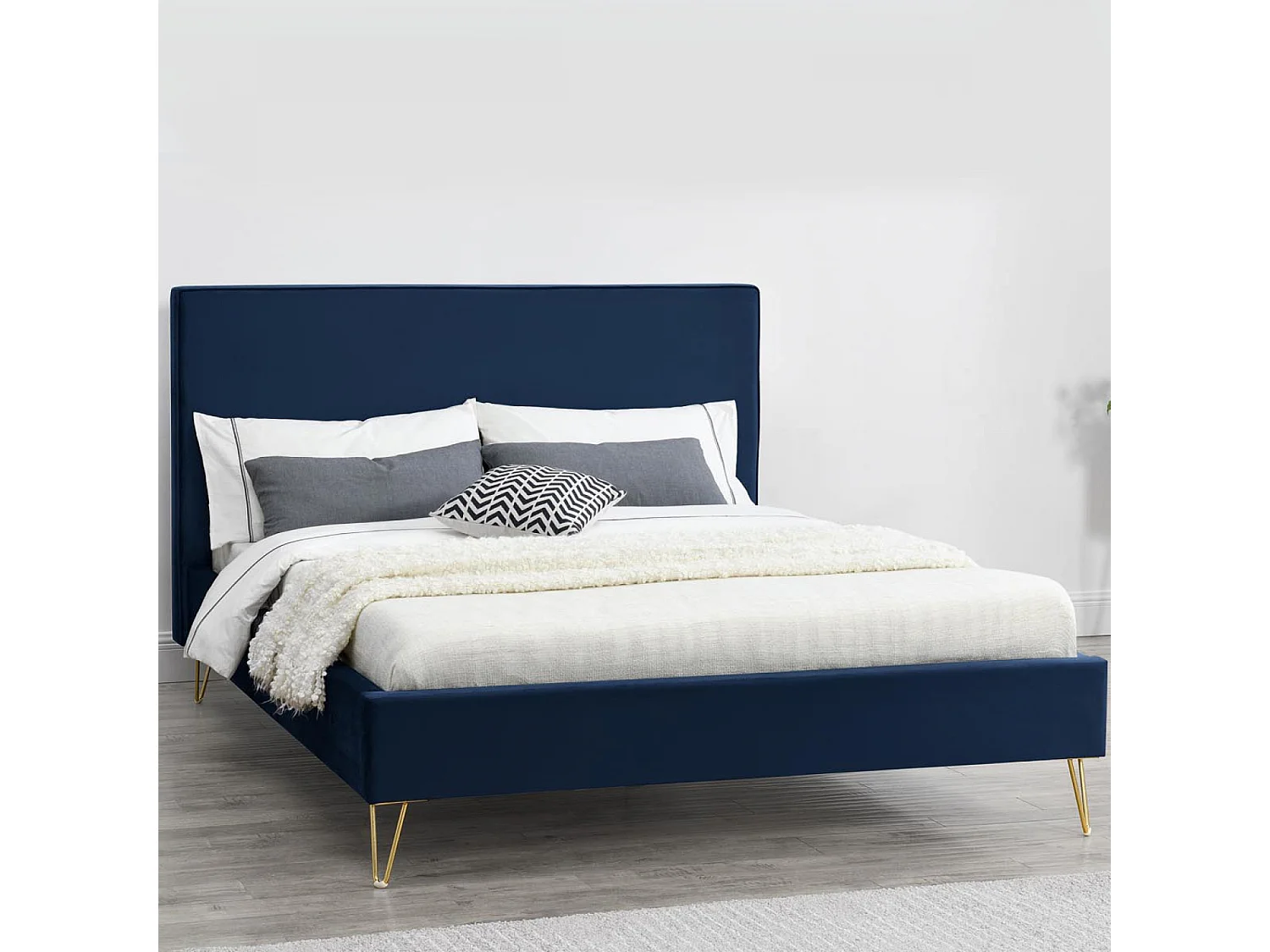 Bed van Blauw Fluweel & Messing Poten 140x190 cm Riverside