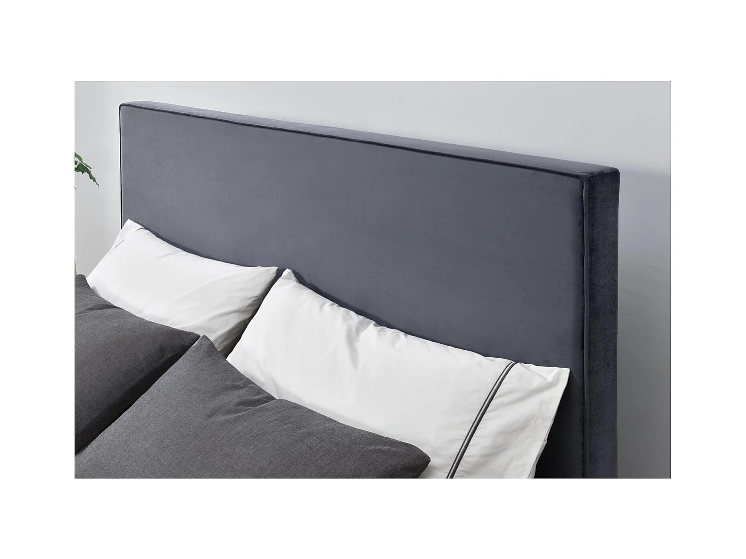 Bettgestell 160 x 200 cm aus Samt und grauem Messing RIVERSIDE