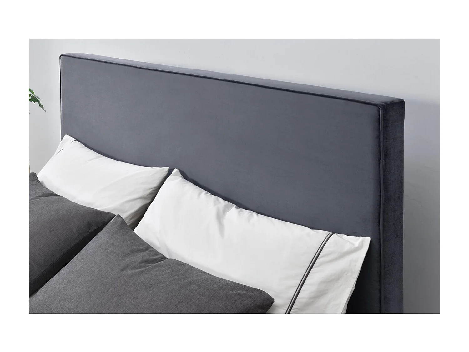 Struttura letto in velluto grigio e ottone 160x200 cm RIVERSIDE