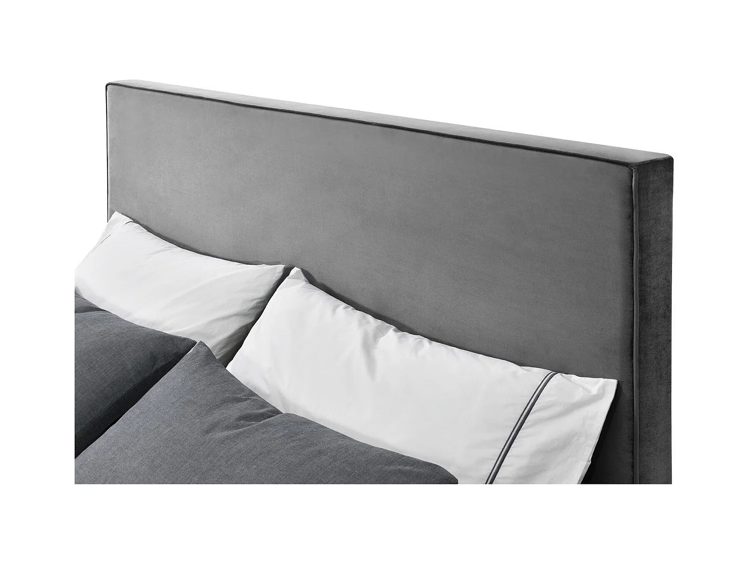 Bettgestell 140 x 190 cm aus grauem und schwarzem Samt RIVERSIDE