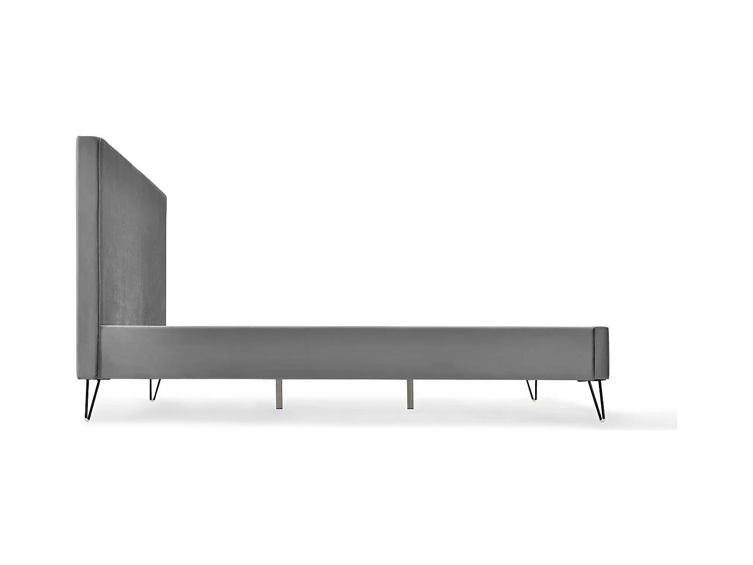 Bettgestell 140 x 190 cm aus grauem und schwarzem Samt RIVERSIDE