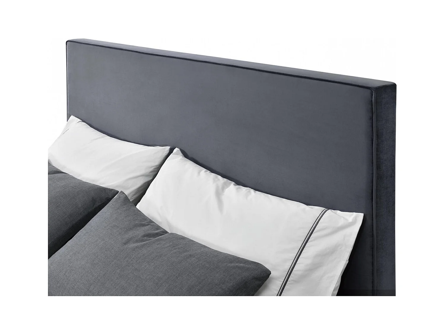 Bettgestell 140 x 190 cm aus grauem und schwarzem Samt RIVERSIDE