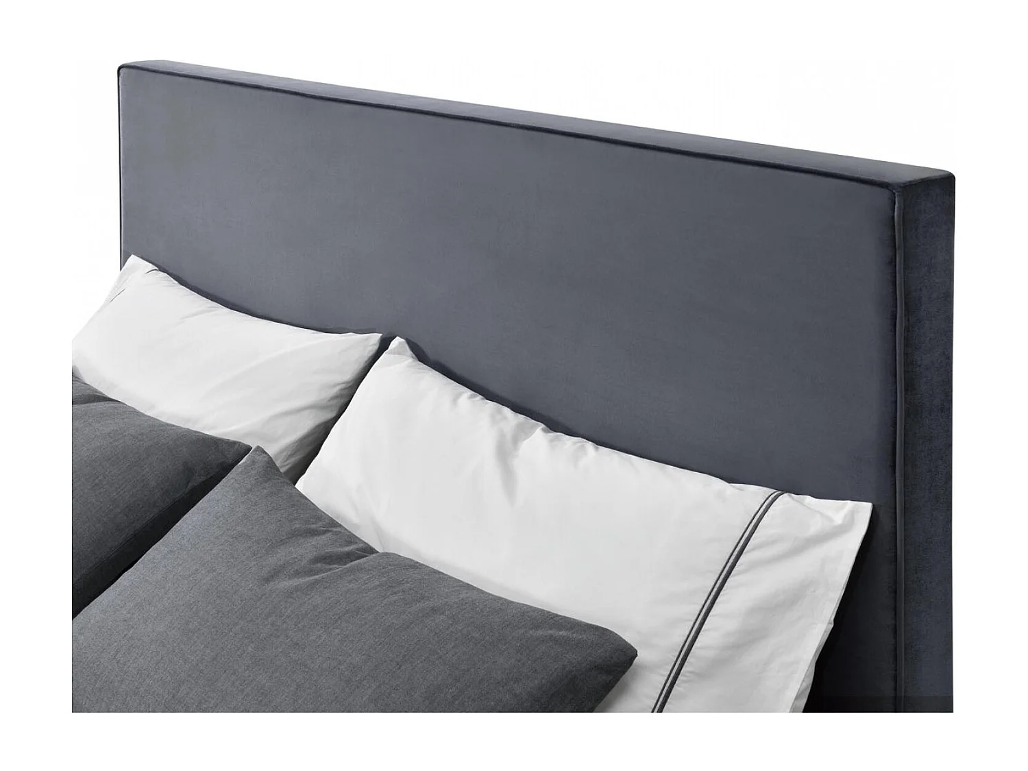 Cama de terciopelo gris y patas negras 140x190 RIVERSIDE