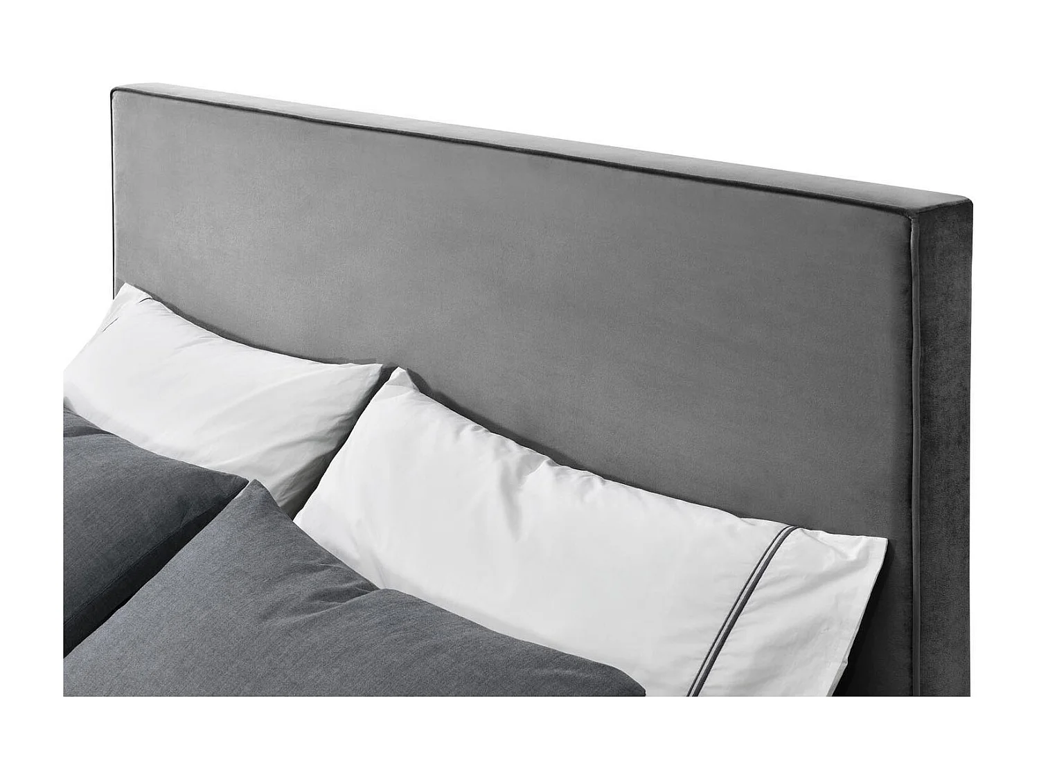 Structure de lit 140 x 190 cm en velours gris et noir RIVERSIDE