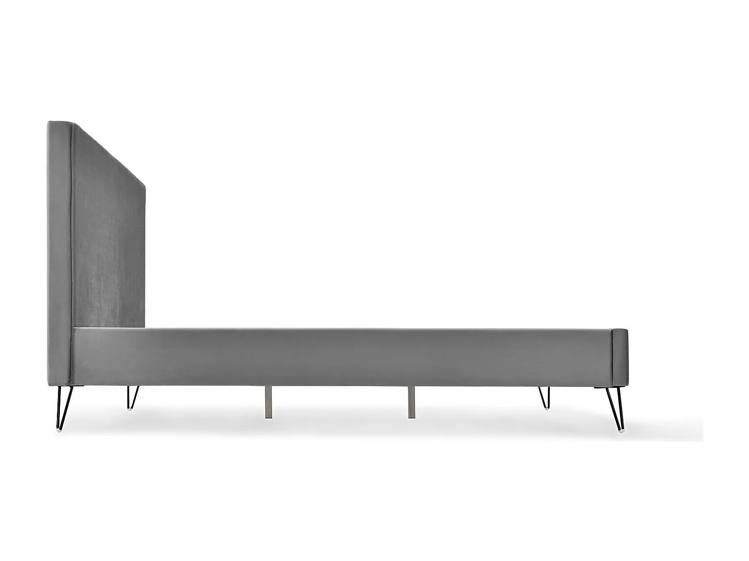 Structure de lit 140 x 190 cm en velours gris et noir RIVERSIDE