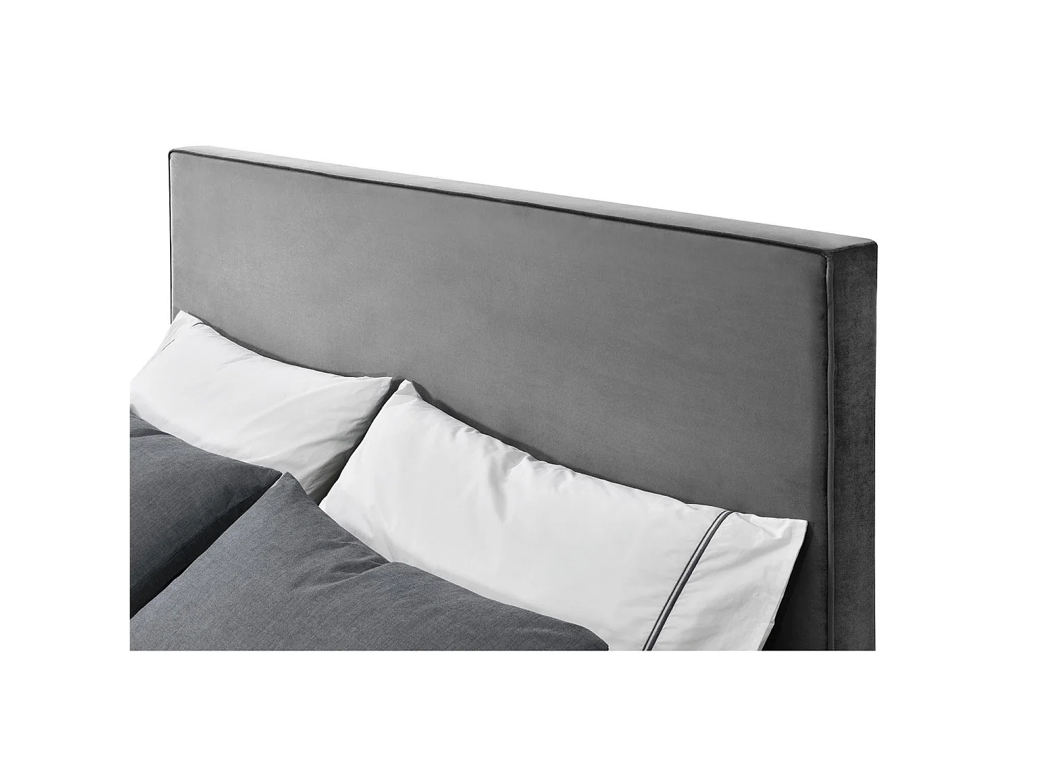 Lit 140 x 190 cm en velours gris et noir RIVERSIDE