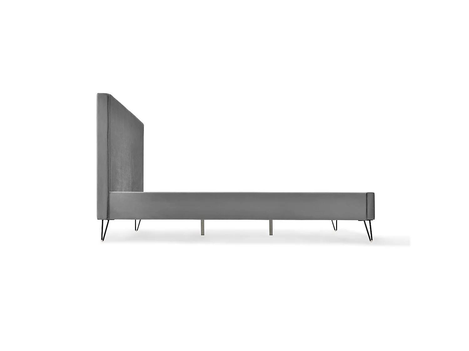 Lit 140 x 190 cm en velours gris et noir RIVERSIDE
