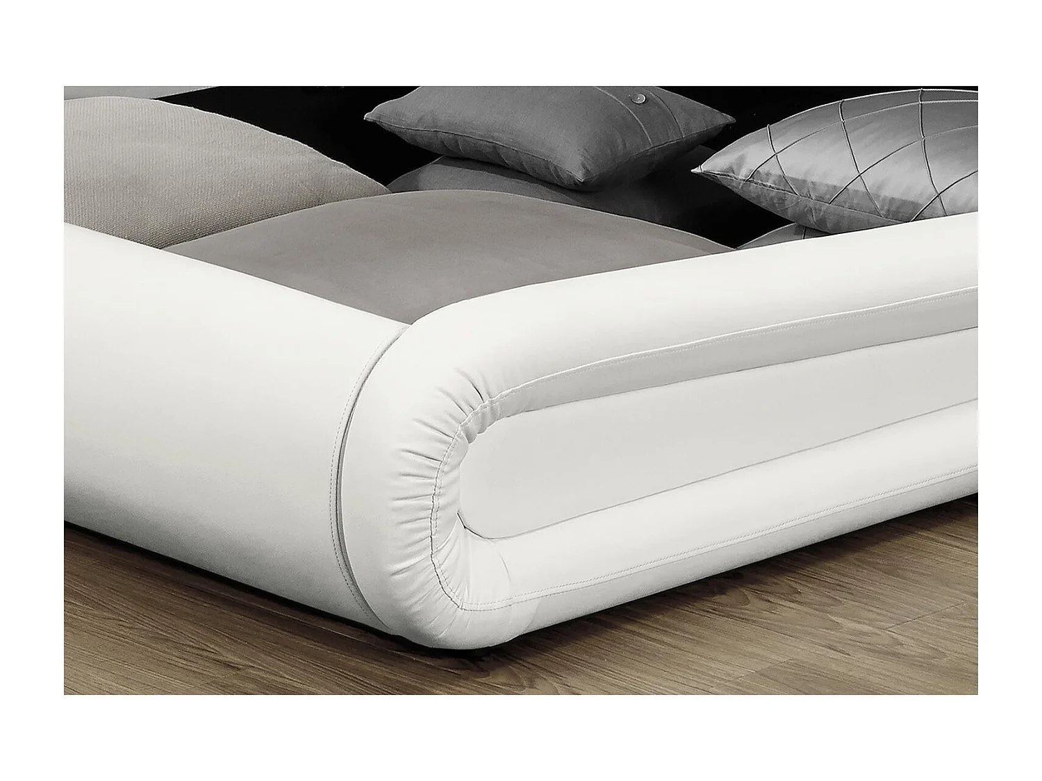 Bed Portland in Wit PU 160x200 cm met Opbergruimte en Geïntegreerde LED-verlichting