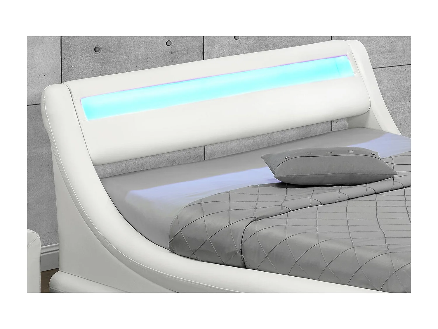 Bed Portland in Wit PU 160x200 cm met Opbergruimte en Geïntegreerde LED-verlichting