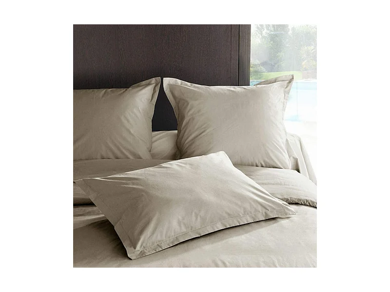 Taie d'oreiller en percale de coton 80 fils 65x65cm - Lin
