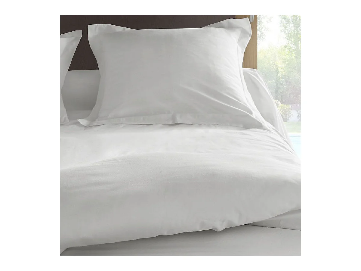 Taie d'oreiller en percale de coton 80 fils 50x70 cm - Neige