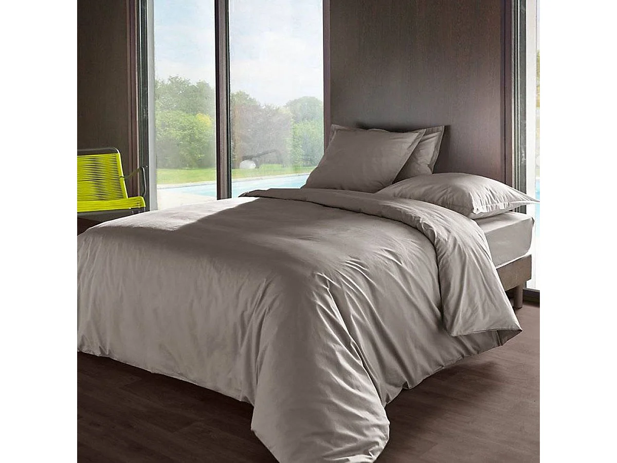 Taie d'oreiller en percale de coton 80 fils 65x65 cm - Cendre