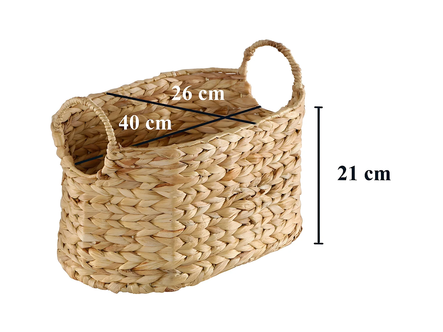 Cesta pequeña de jacinto de agua con asas - A21 cm