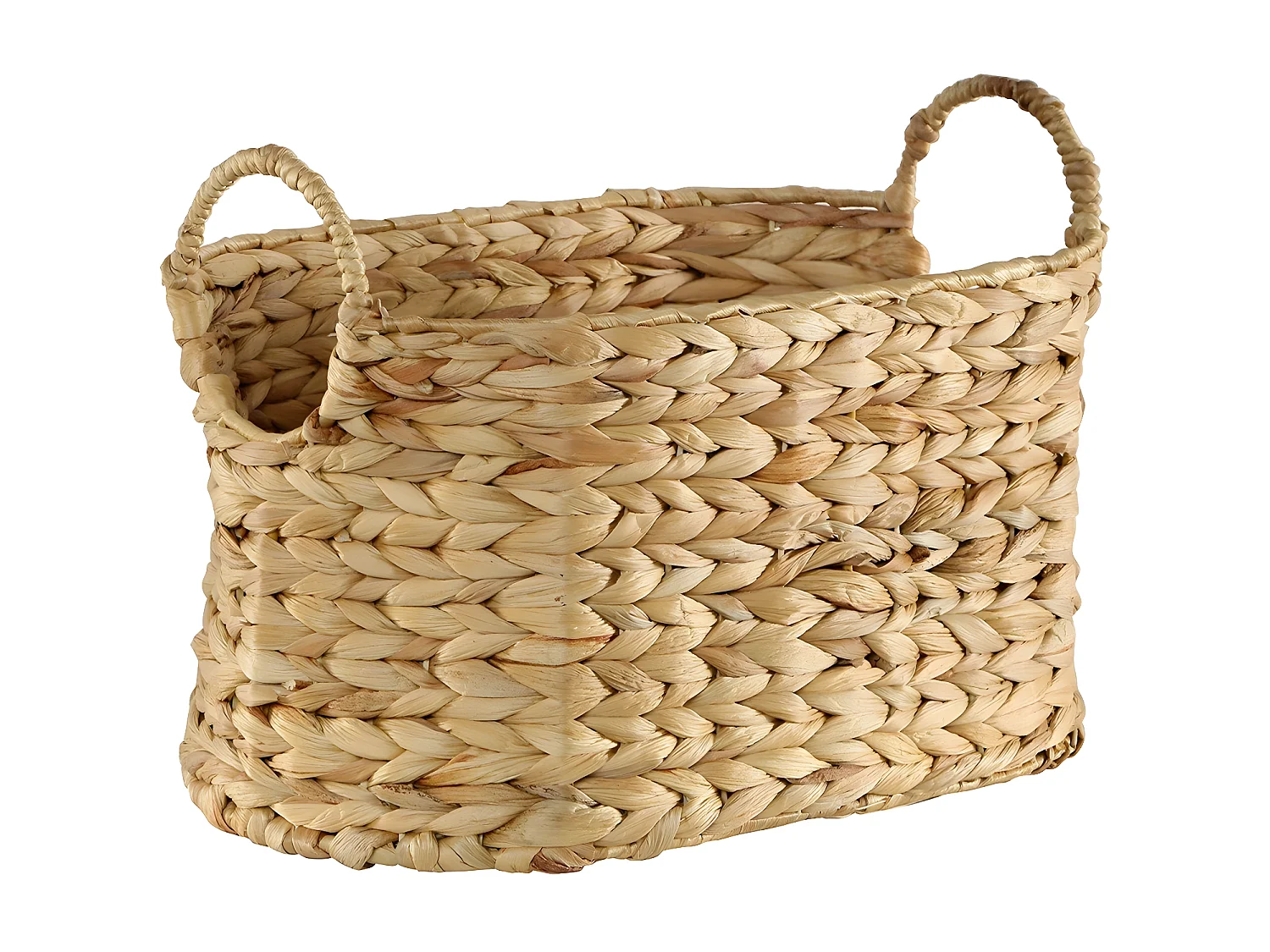 Petit Panier en Jacinthe d'eau avec Poignées - H21 cm