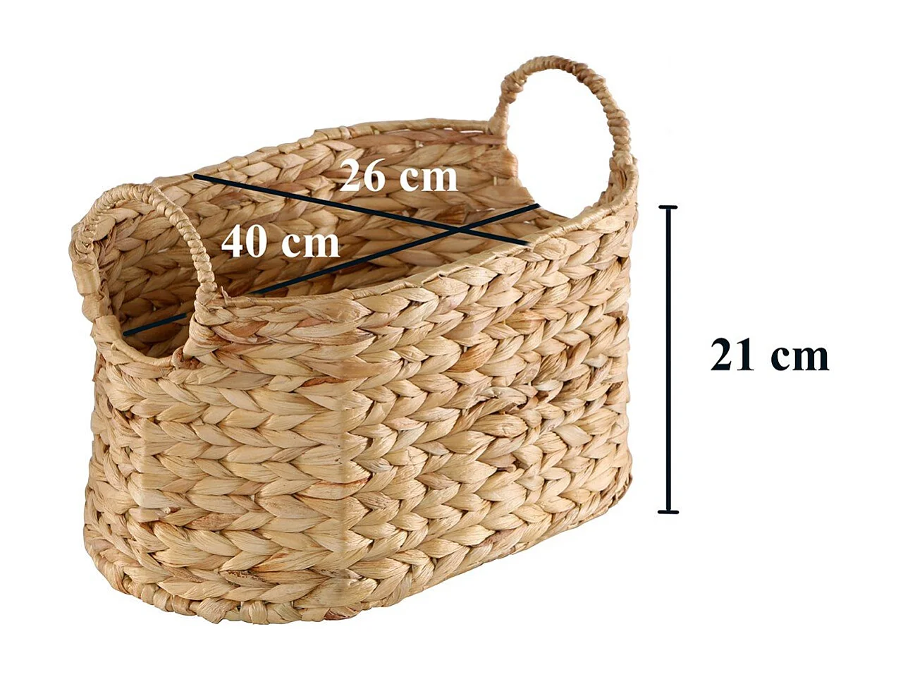 Petit Panier en Jacinthe d'eau avec Poignées - H21 cm