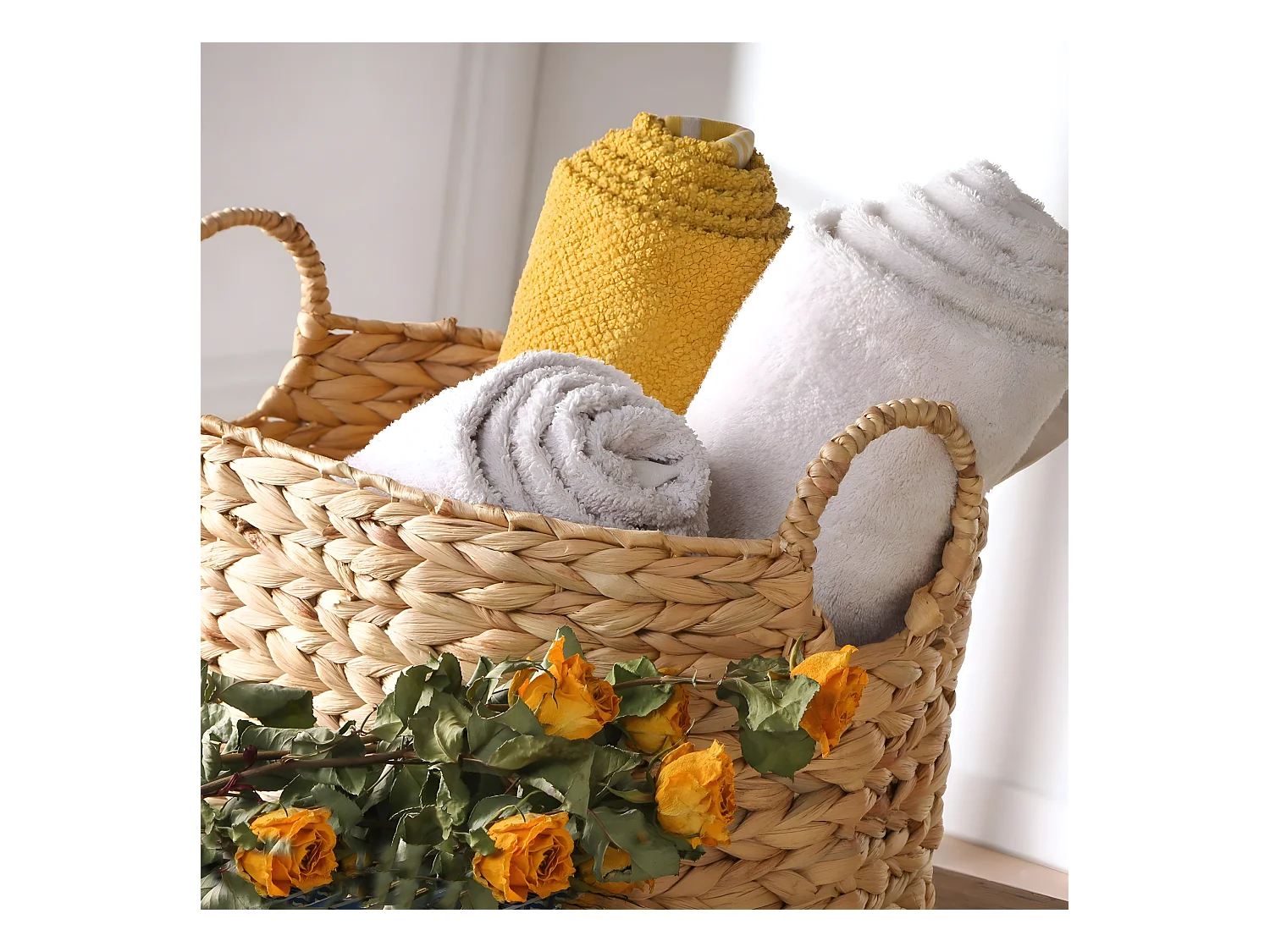 Panier moyen en Jacinthe d'eau avec Poignées - H23 cm