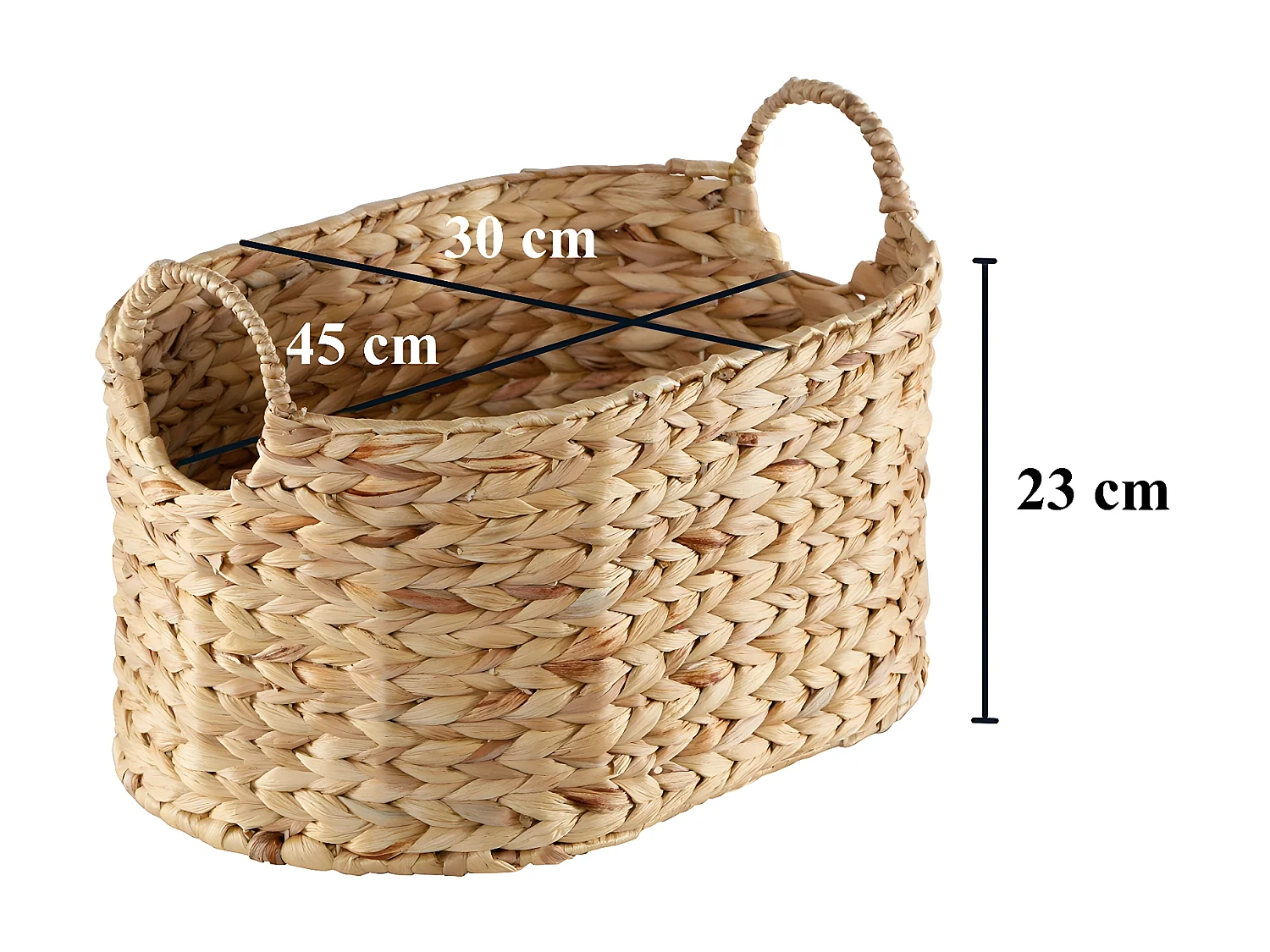 Gemiddelde waterhyacint mand met handvatten - H23 cm