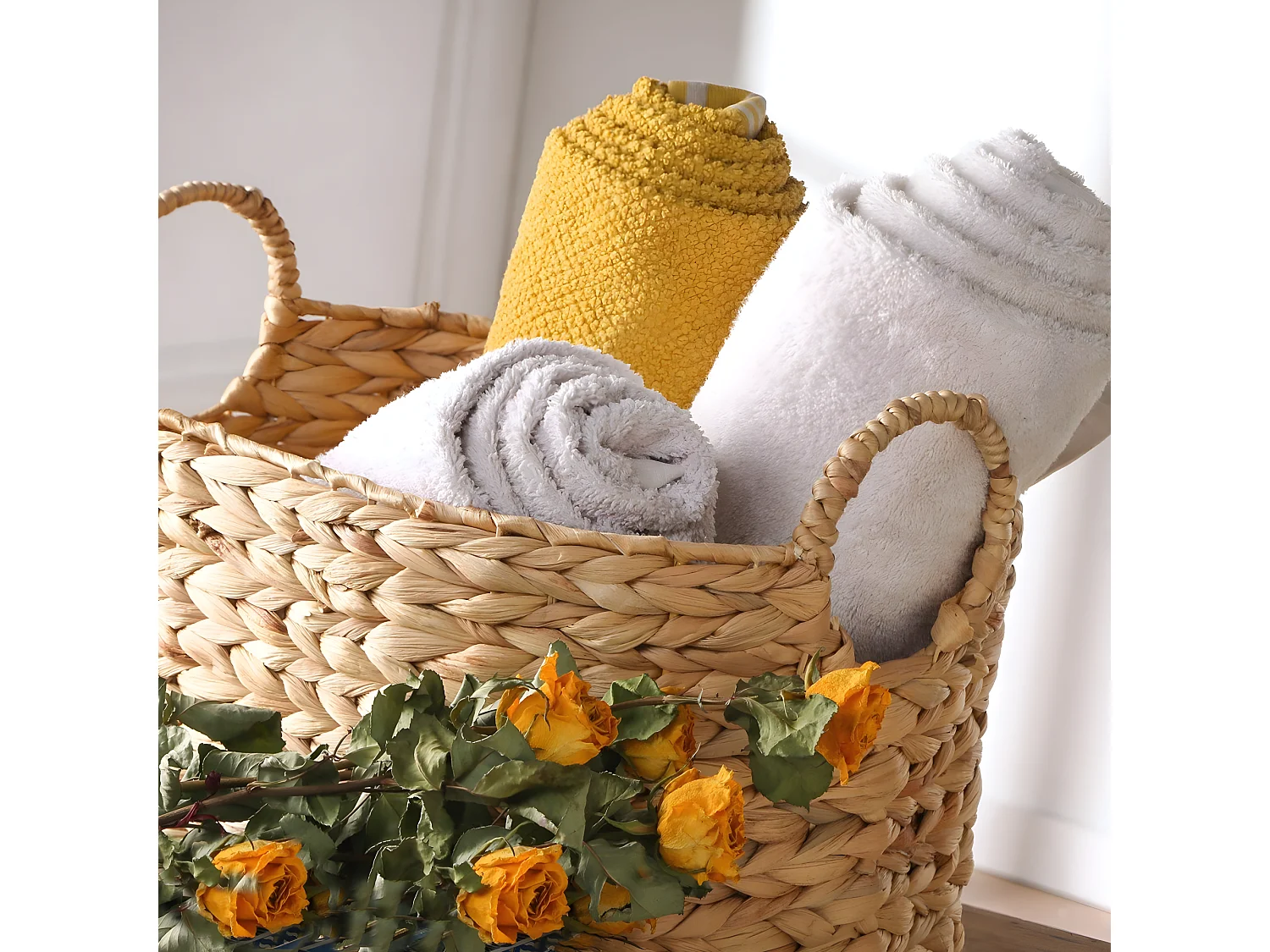 Gemiddelde waterhyacint mand met handvatten - H23 cm