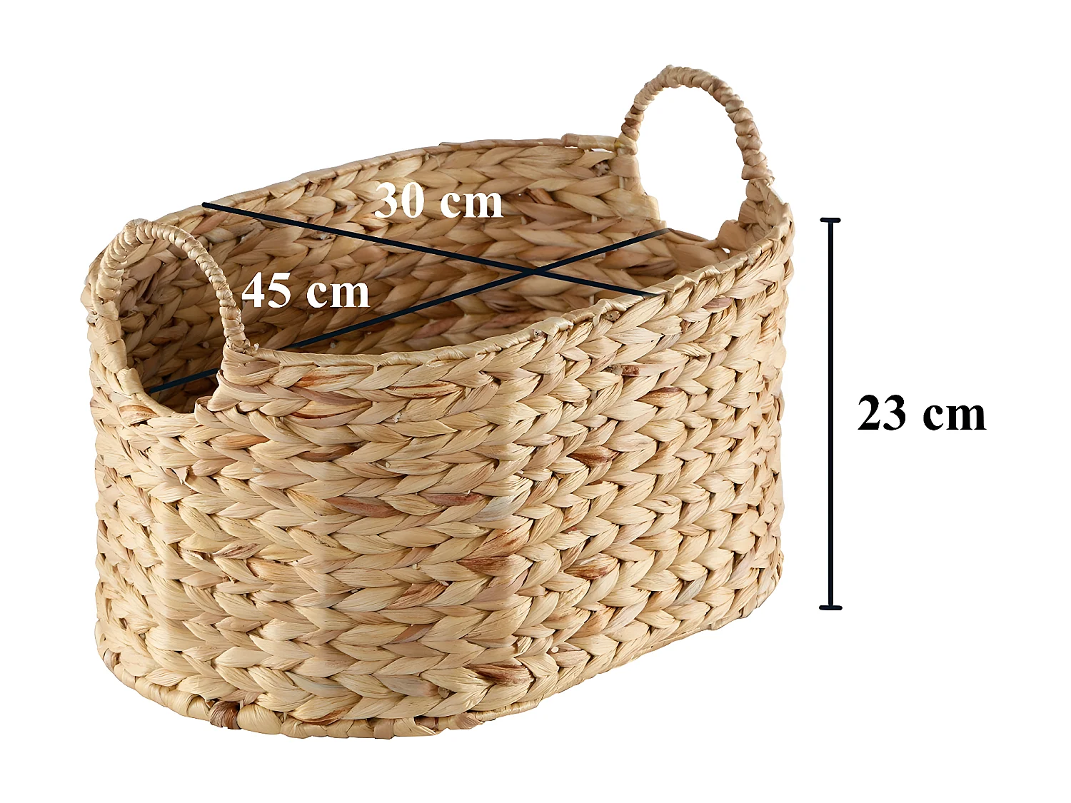 Gemiddelde waterhyacint mand met handvatten - H23 cm