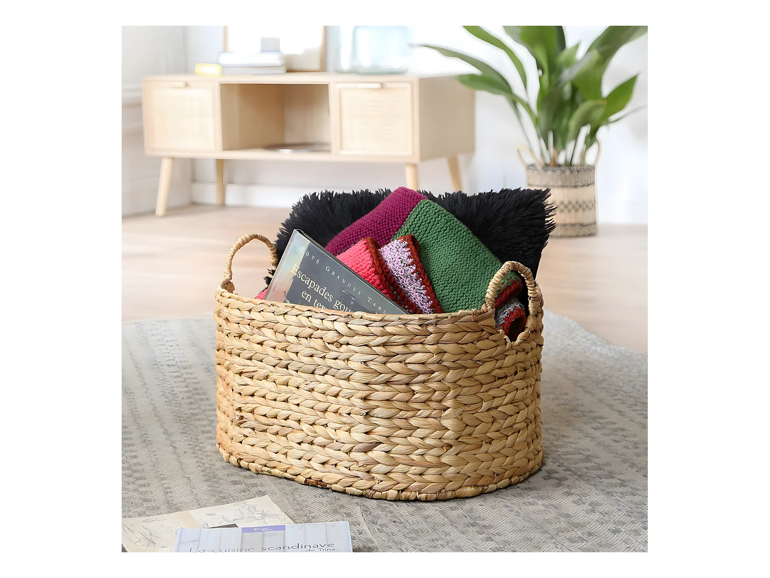 Grand panier en Jacinthe d'eau - H26 cm