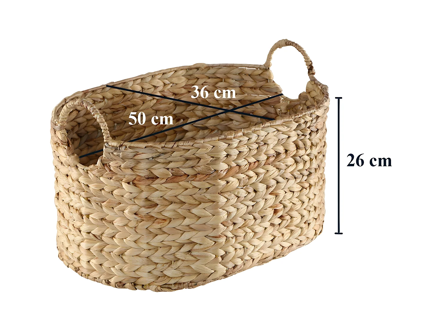 Grand panier en Jacinthe d'eau - H26 cm