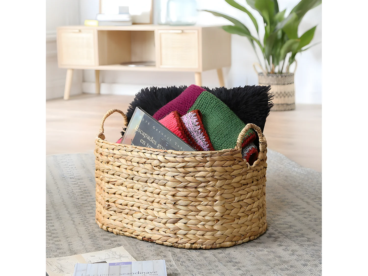 Grand panier en Jacinthe d'eau - H26 cm