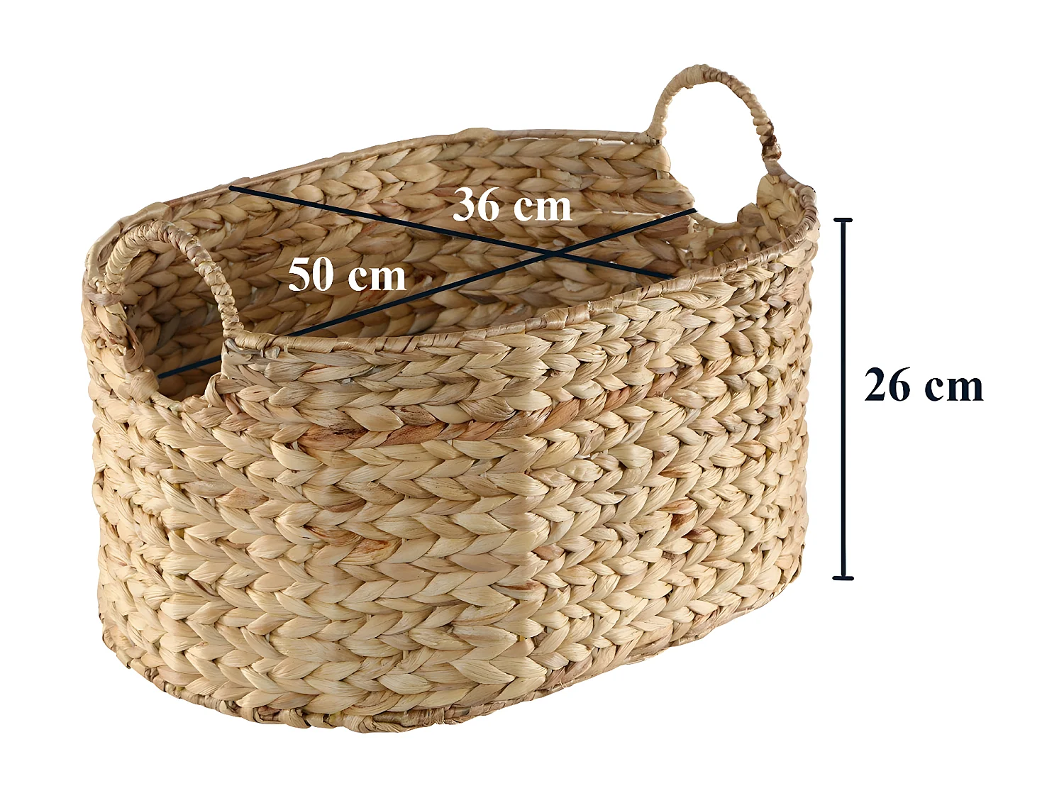 Grand panier en Jacinthe d'eau - H26 cm