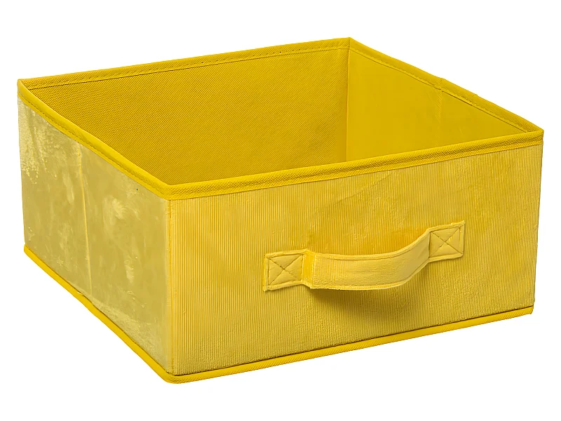Boîte de Rangement en Velours Jaune 31 x 31 x 15 cm