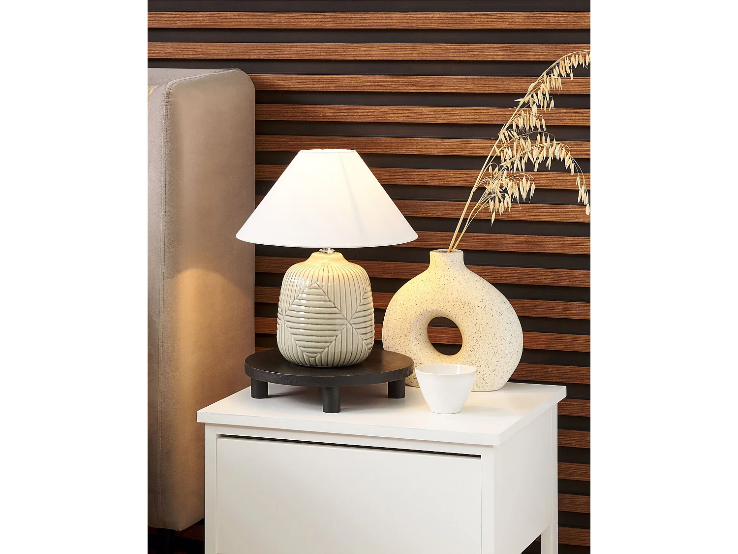 Lampe à poser CANELLES Céramique Gris