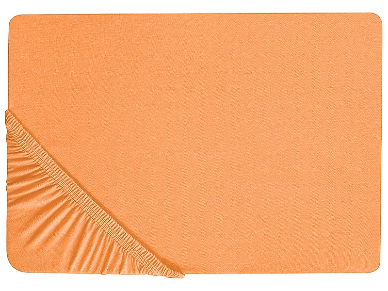 Spannbettlaken Baumwolle orange 200 x 200 cm Steghöhe 30 cm mit Gummizug Janbu