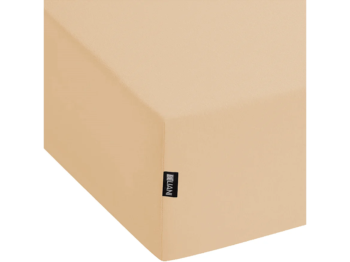 Spannbettlaken Baumwolle sandbeige 180 x 200 cm Steghöhe 30 cm mit Gummizug Janbu