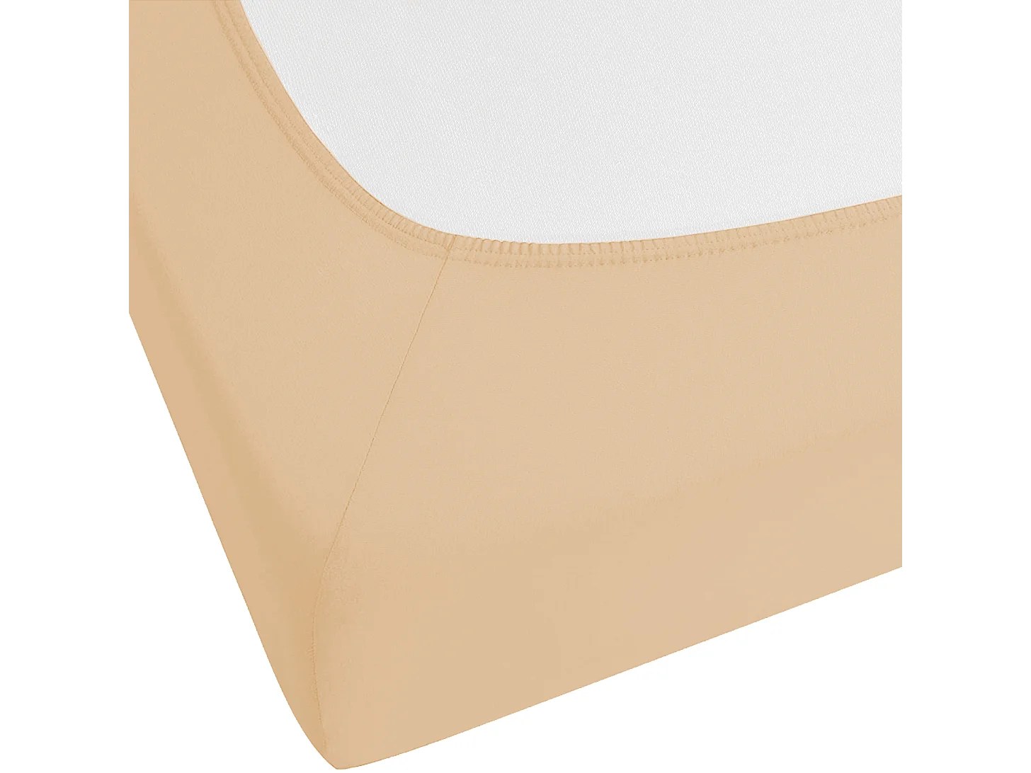 Spannbettlaken Baumwolle sandbeige 180 x 200 cm Steghöhe 30 cm mit Gummizug Janbu