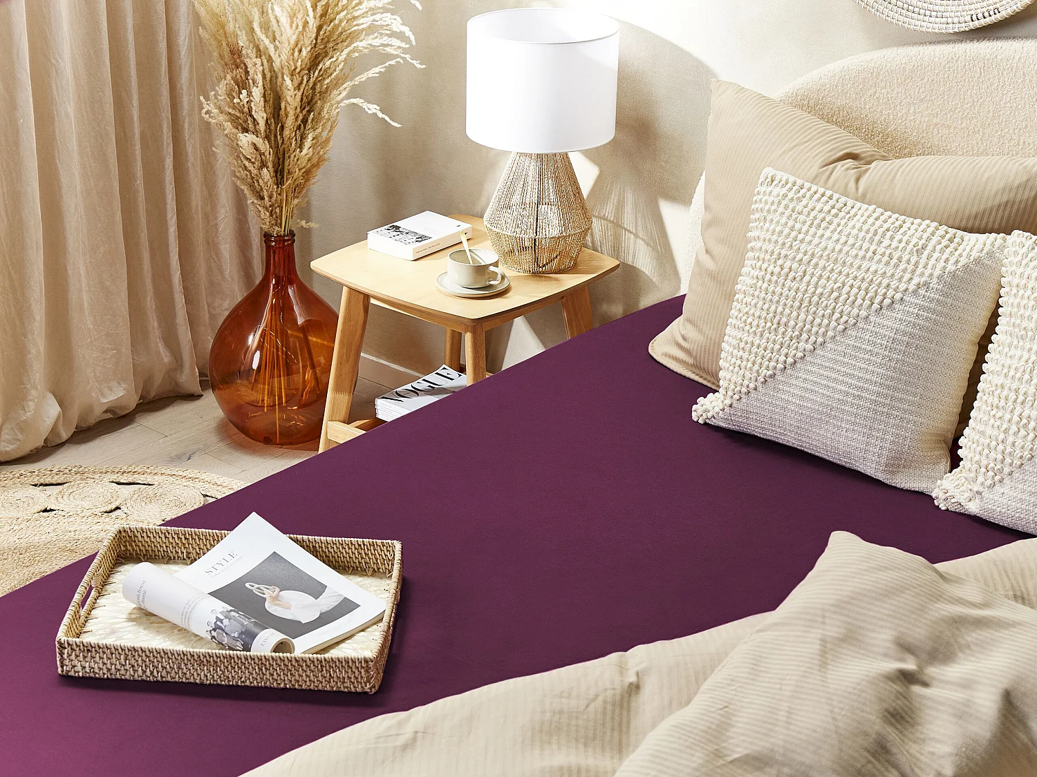 Hoeslaken JANBU Katoen 90 x 200 cm Bordeaux